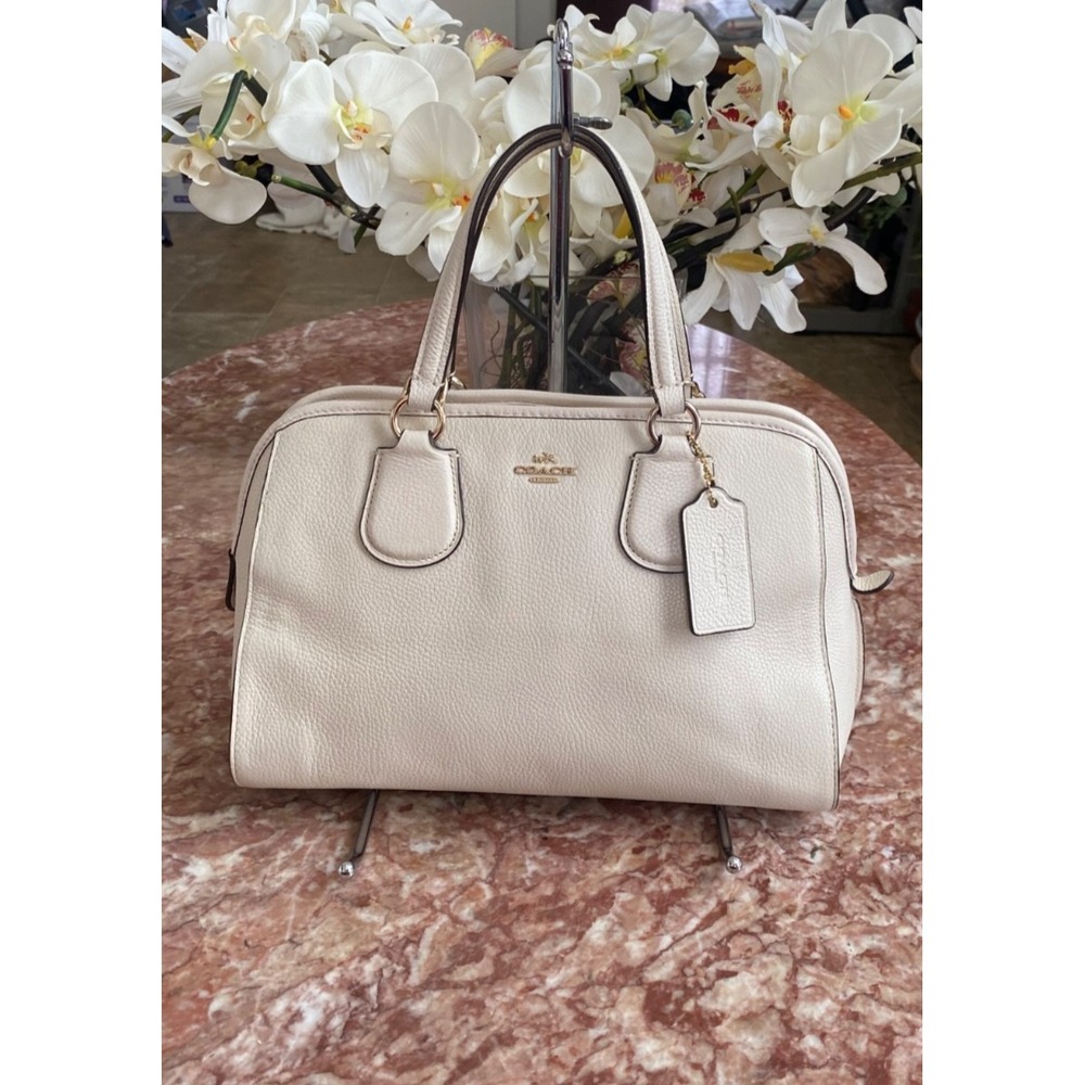 COACH Ivory /Chalk Pebble Leather Medium Nolita Satchel 35650 EUC! $295
